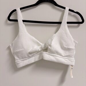 NEW Aerie White‎ Textured Scoop Bikini Top Size XL